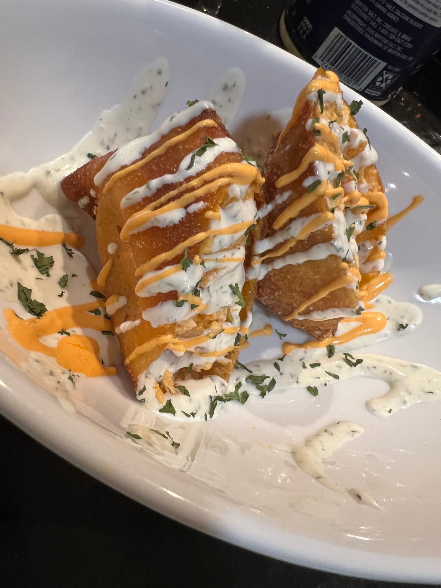 Buffalo chicken egg roll